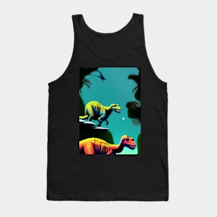 ABSTRACT ORANGE AND GREEN DINOSAUR Tank Top